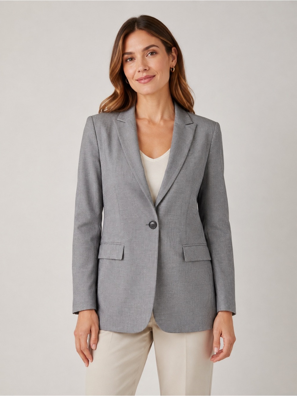 Armani Collezioni SZ 10 woman’s Blazer jacket thin Grey Classy one button